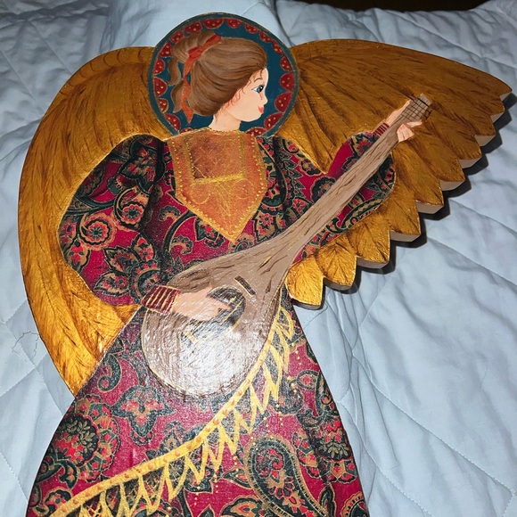 Hand Crafted Paper Marché And Wood Angel - Picture 3 of 6